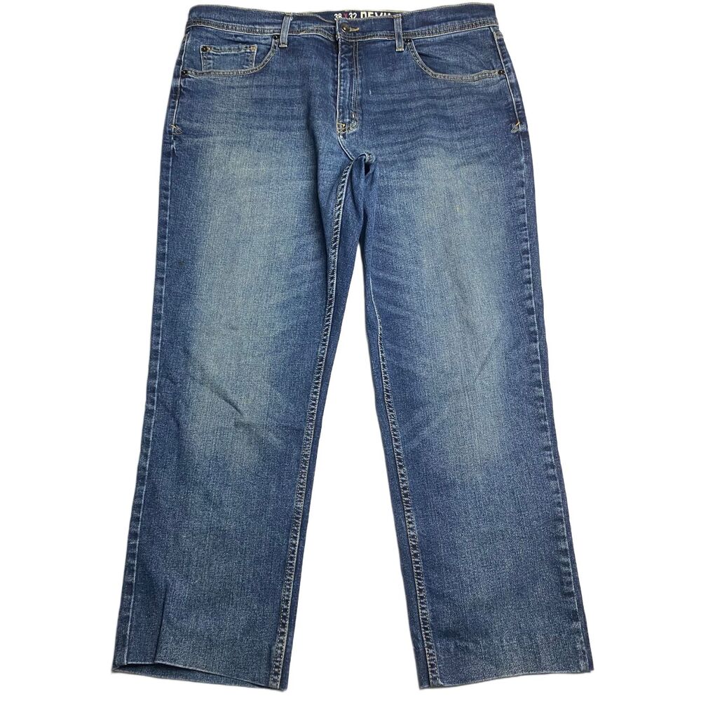 Devil Dog Jeans Mens 38x27 Blue Athletic Straight Stretch Denim